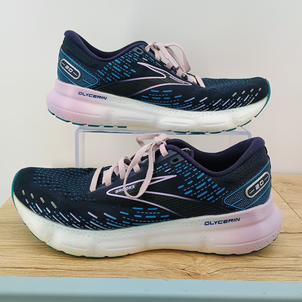 Brooks Glycerin 20 Womens Narrow Running Shoes Blue Mesh Cushion Athletic 10B